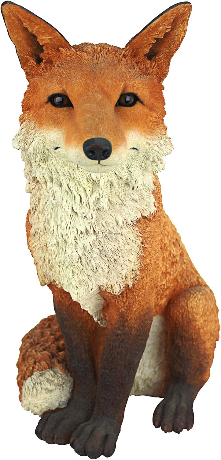 Design Toscano Simon The Woodland Fox Indoor/Outdoor Garden Statue for Patio, Pool or Lawn, 18 Inch Tall, Cast Stone