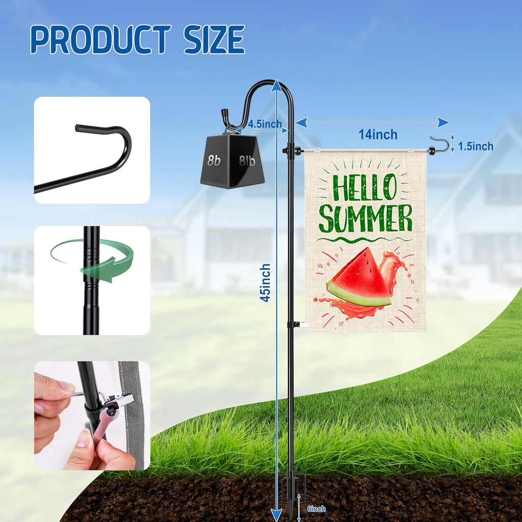 Ottsuls Garden Flag Stand, 2 Pack Heavy Duty Flag Pole Holder with Shepherd Hook for Yard Decoration, 45 INCH Sturdy