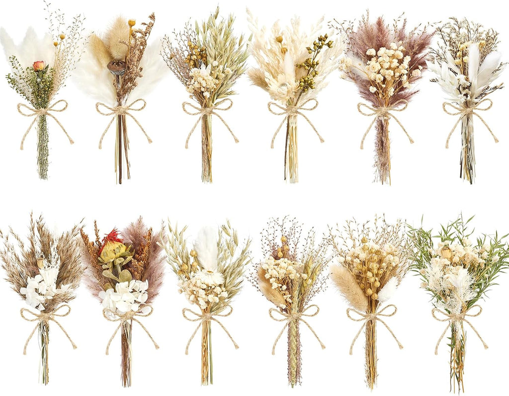 Pink Yellow Dried Flowers Bouquet Set Rustic Boho Flowers