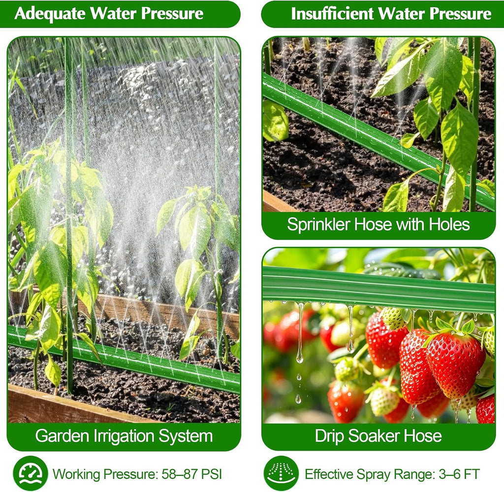 Sprinkler Hose with Holes, 100FT (50FT x 2) Heavy Duty Flat Soaker Hoses, Watering Garden Drip Irrigation Hose –