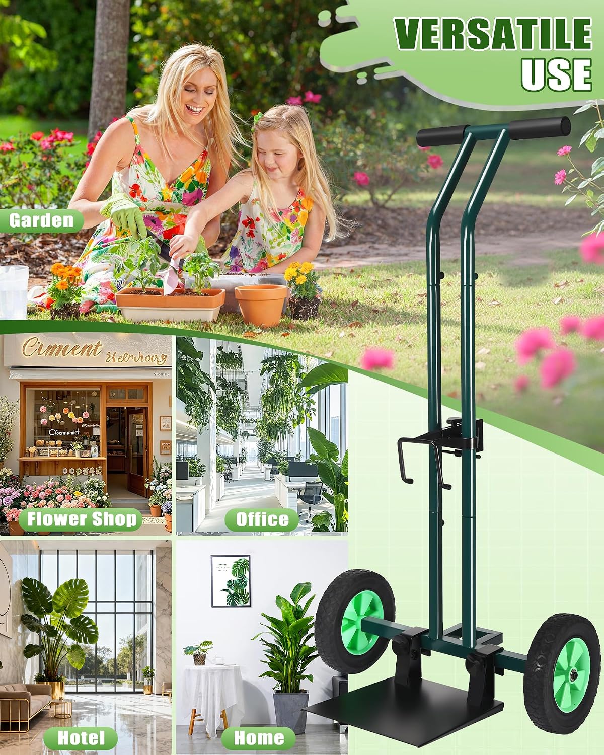 Plant Caddy with Wheels, 260LBS Capacity Rolling Plant Dolly Pot Mover | Heavy Duty Garden Cart for Seniors, Adjustable