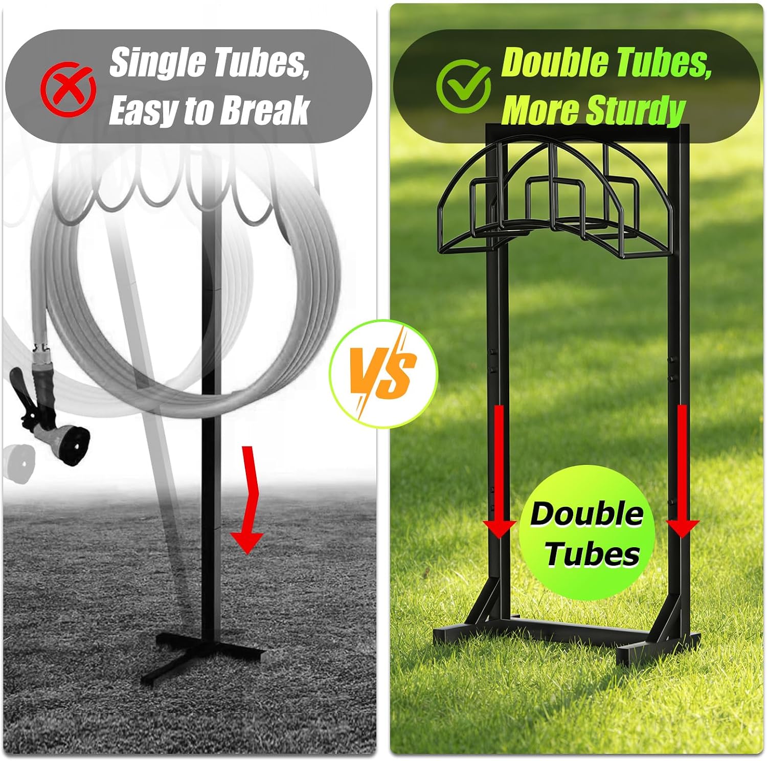Garden Water Hose Holder for Outside | Detachable, Heavy Duty, Freestanding Hanger Stand, Hold Up to 150FT, Metal stand