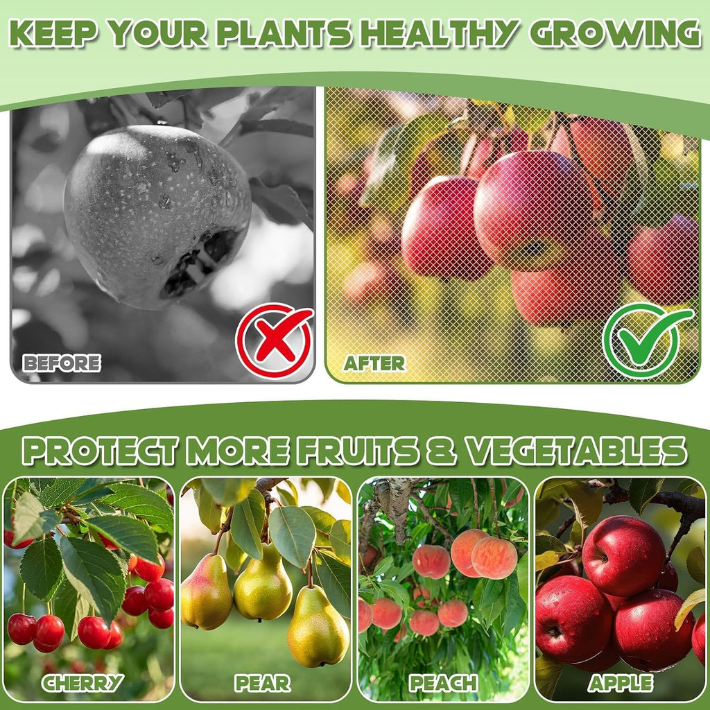 1Pcs 15ft x 15ft Extra Large Fruit Tree Netting Cover with Zipper and Drawstring Garden Plant Protector Bird Barrier