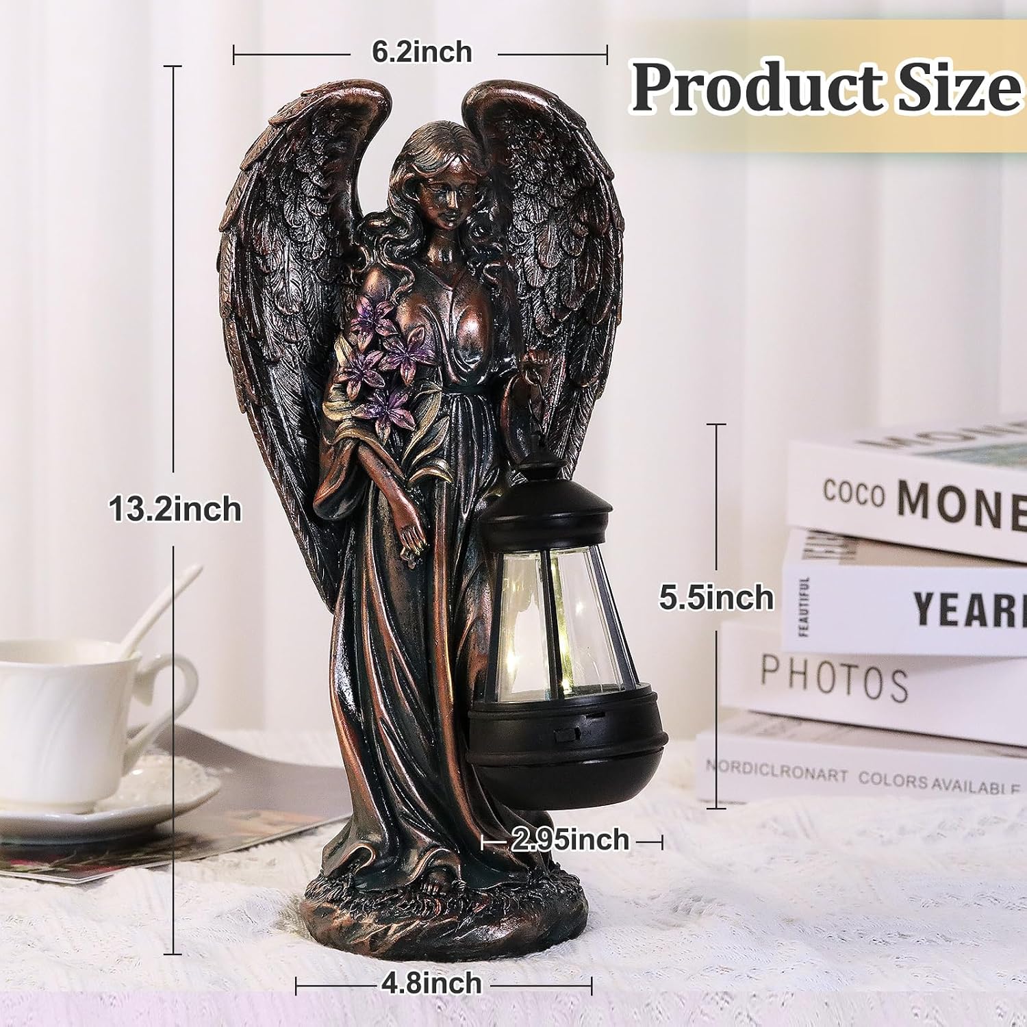 VChymm Solar Angel Outdoor Garden Decor Statues – 13.2 inches Solar Outdoor Sculptures for Outside Yard Art Patio