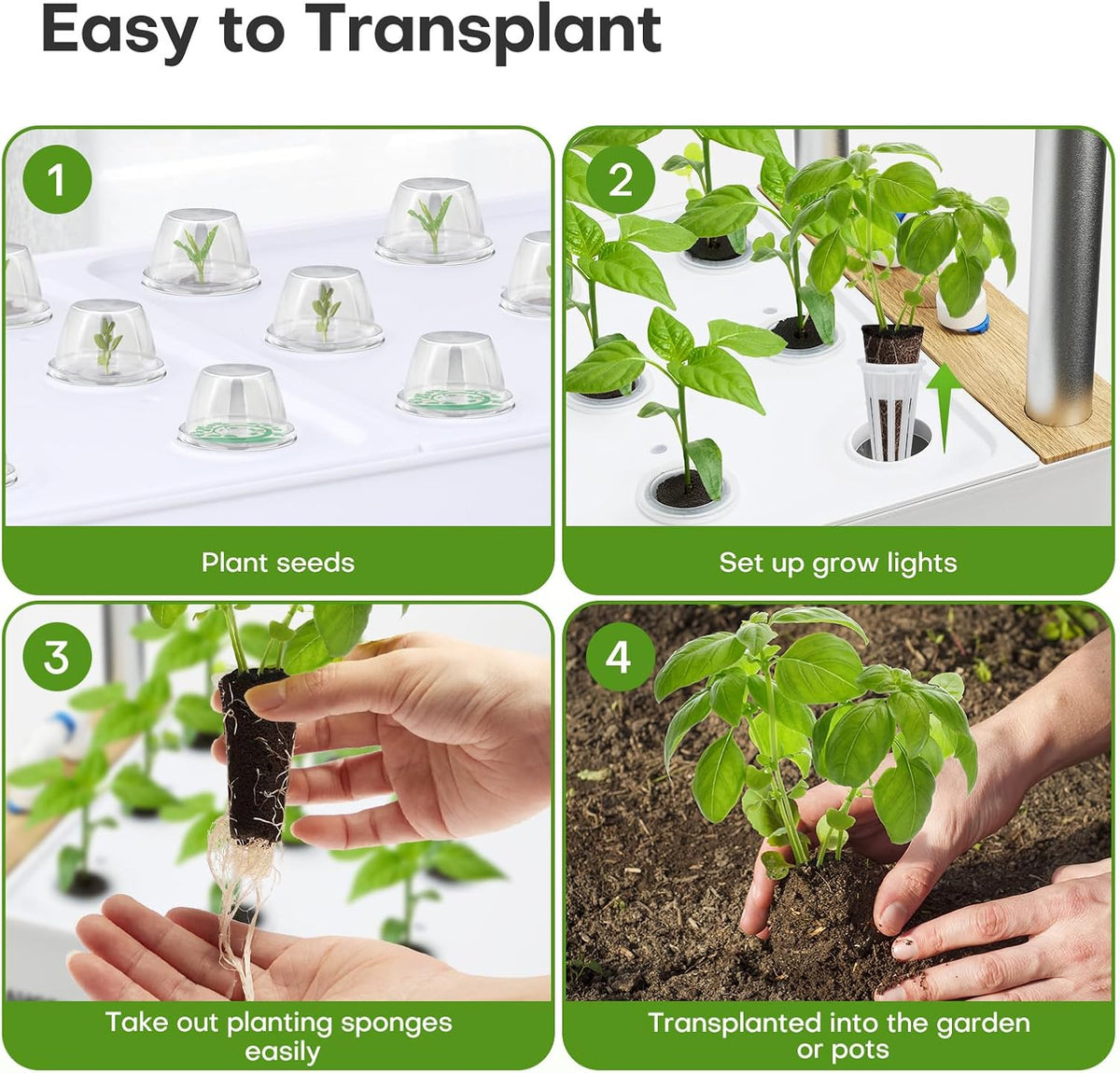 Ahopegarden Indoor Garden Hydroponics Growing System Kit: 60 Pods Indoor Herb Garden with LED Grow Light - Plant