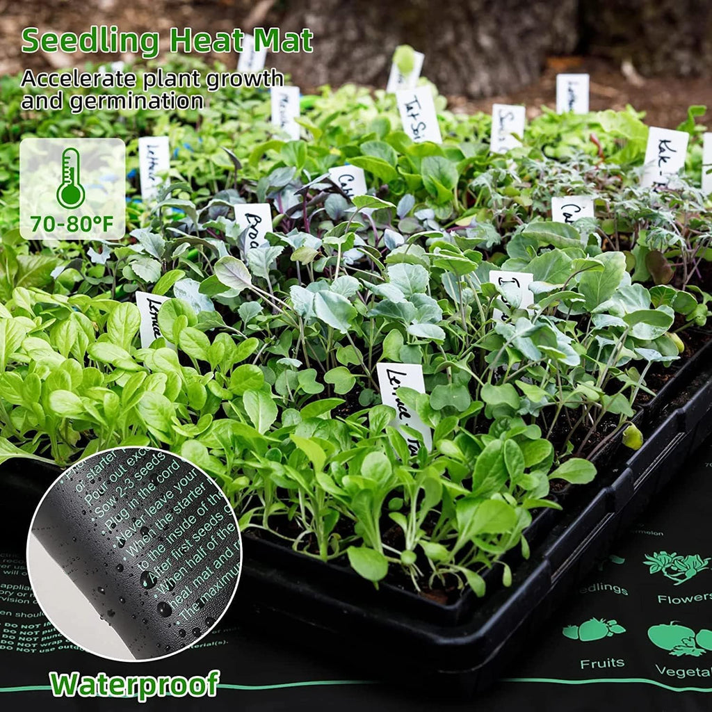 Seed Starter Trays with Grow Lights and Heat Mat, 72 Cells Seed Starter Kit with Lights, 3 Lighting Mode, 4 Timing Set