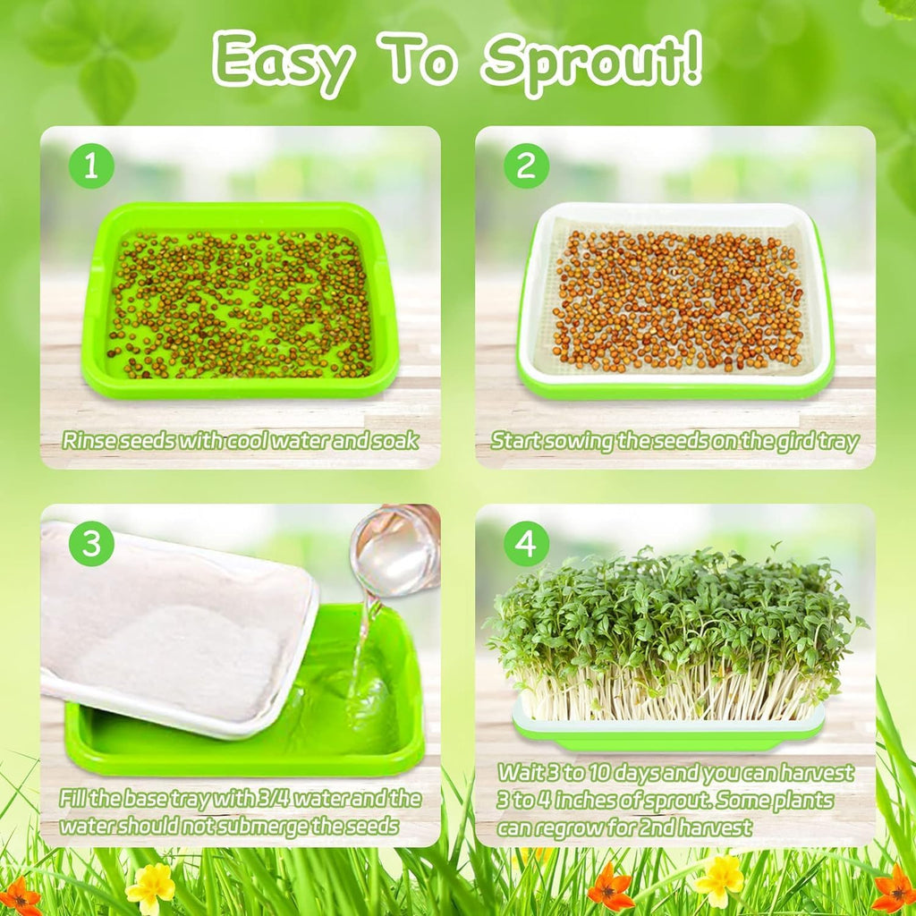 10 Pack Seed Sprouter Trays- Soil-Free Cultivation Germination Tray, BPA Free Nursery Tray with Planting Paper for