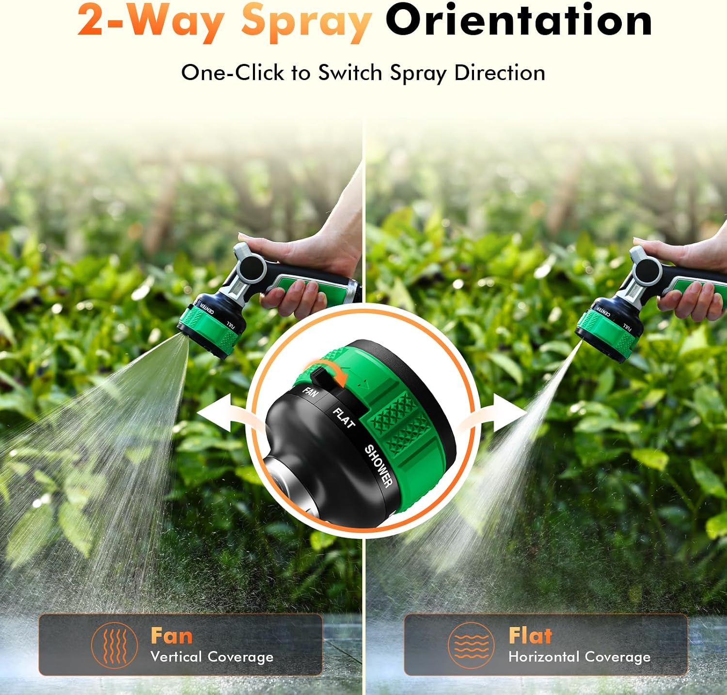 RESTMO Water Hose Nozzle Heavy Duty, Adjustable Garden Sprayer for Outdoor | 2-in-1 Twist Control, 9 Spray Patterns