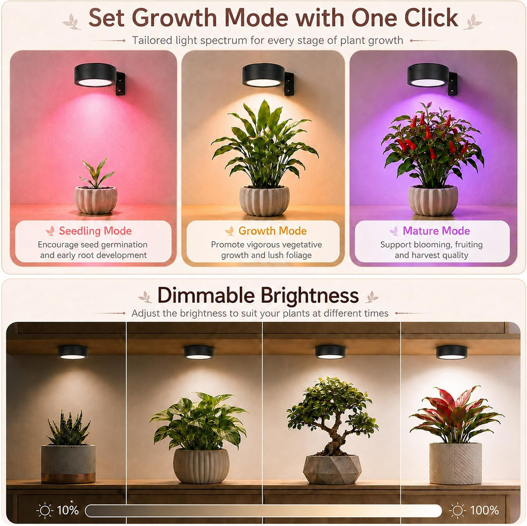 3-Pack Rechargeable Grow Lights for Indoor Plants, Cordless Plant Grow Lamp | Wireless Full Spectrum LED Plant Light