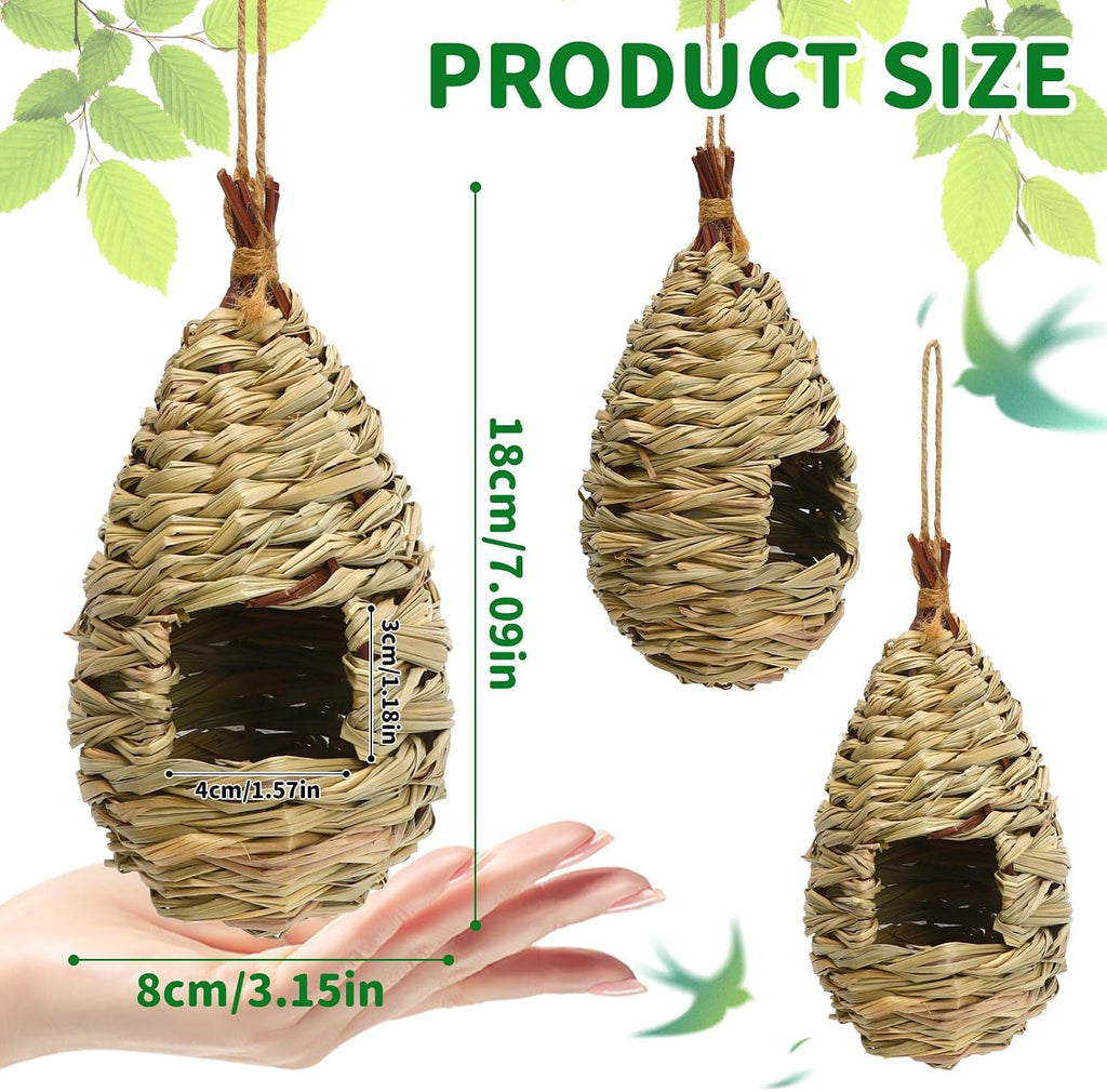 NOVWANG 4 Pcs Hand Woven Hummingbird Houses for Outside | Hand Woven Finch Bird Nest, Outdoor Gardens Patios Balconies