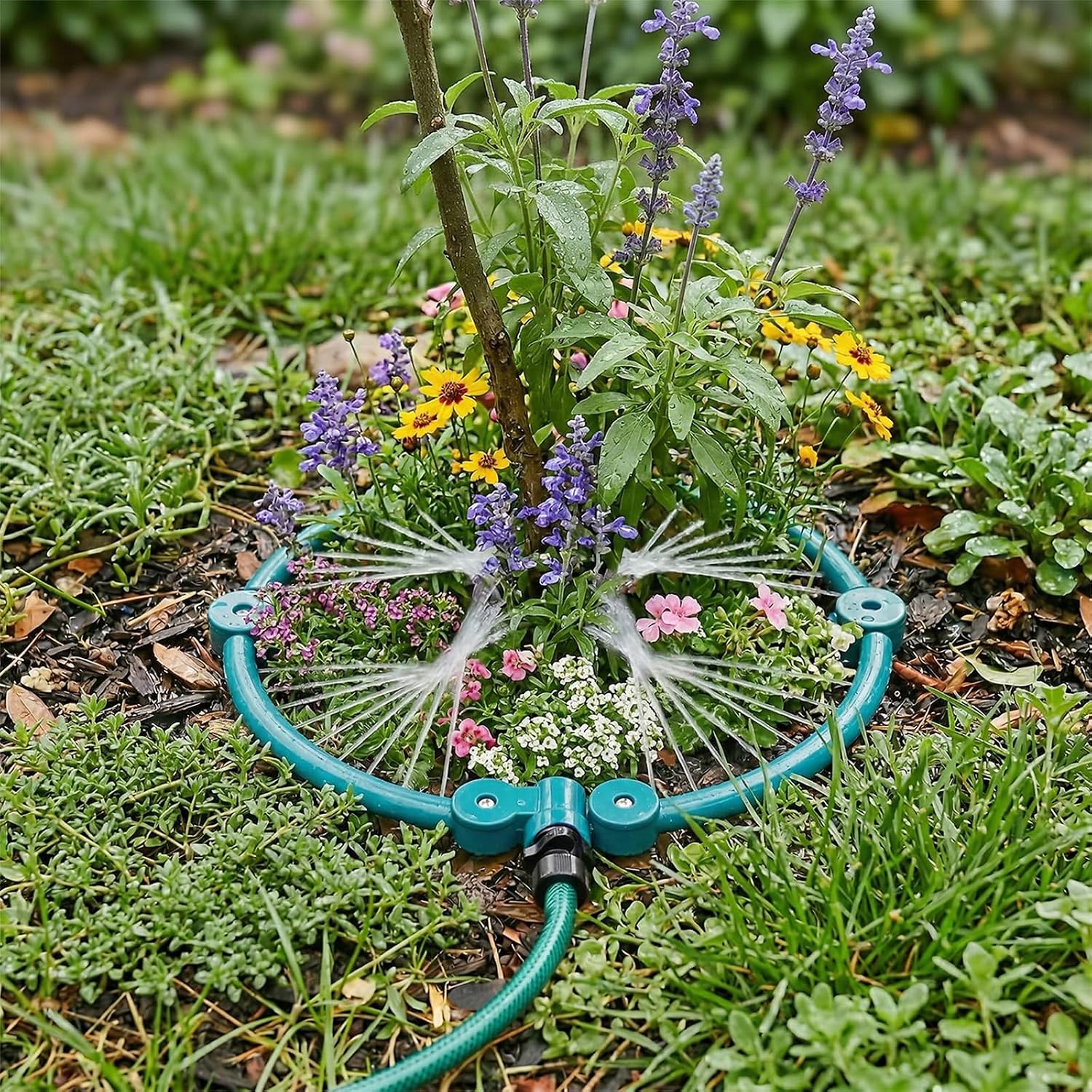 4 Pcs 360° Tree Water System Tree Root Watering Ring 13 Inch Circle Sprinkler Irrigation Slow Release Targeted Water