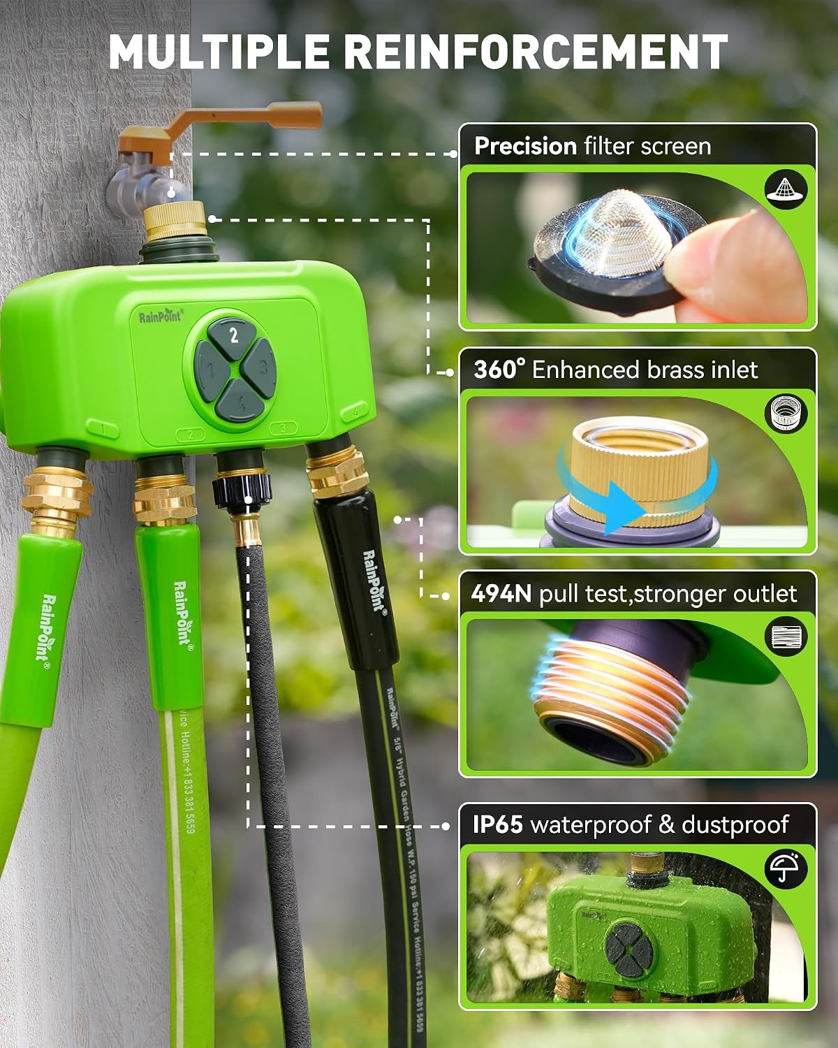 RAINPOINT WiFi Smart Sprinkler Timer, Outdoor Garden Hose Water Timer with Solid Brass Inlet & Outlet, Custom