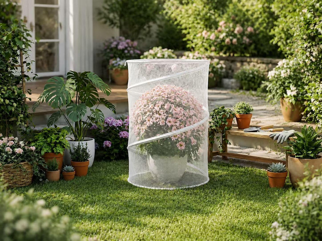 5 Pack Pop Up Insect Barrier Plant Cover, 20''H x 13''D Pop Up Fine Mesh Plant Protector with 24 Stakes 36 Labels Carry