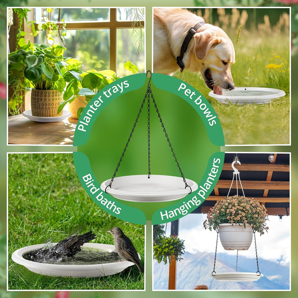 Hanging Planter for Plant, 12" Plant Saucer with Chain(5 Pcs,White) | Adjustable Plants Hanger Shelf Decorative Hanging