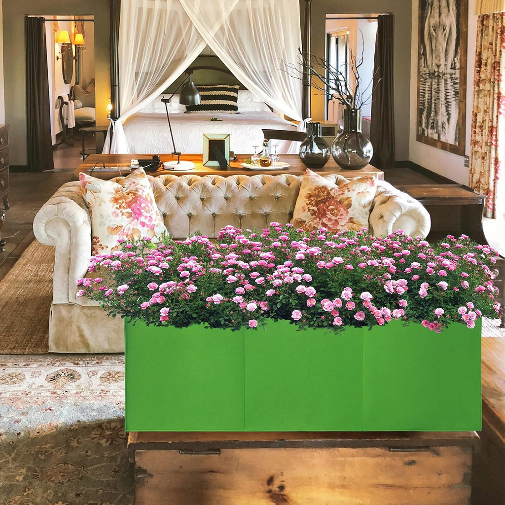 2 Pack Plant Grow Bags, 3 Divided Grids Fabric Raised Planting Bed Rectangle Raised Vegetable Planter Garden Planting