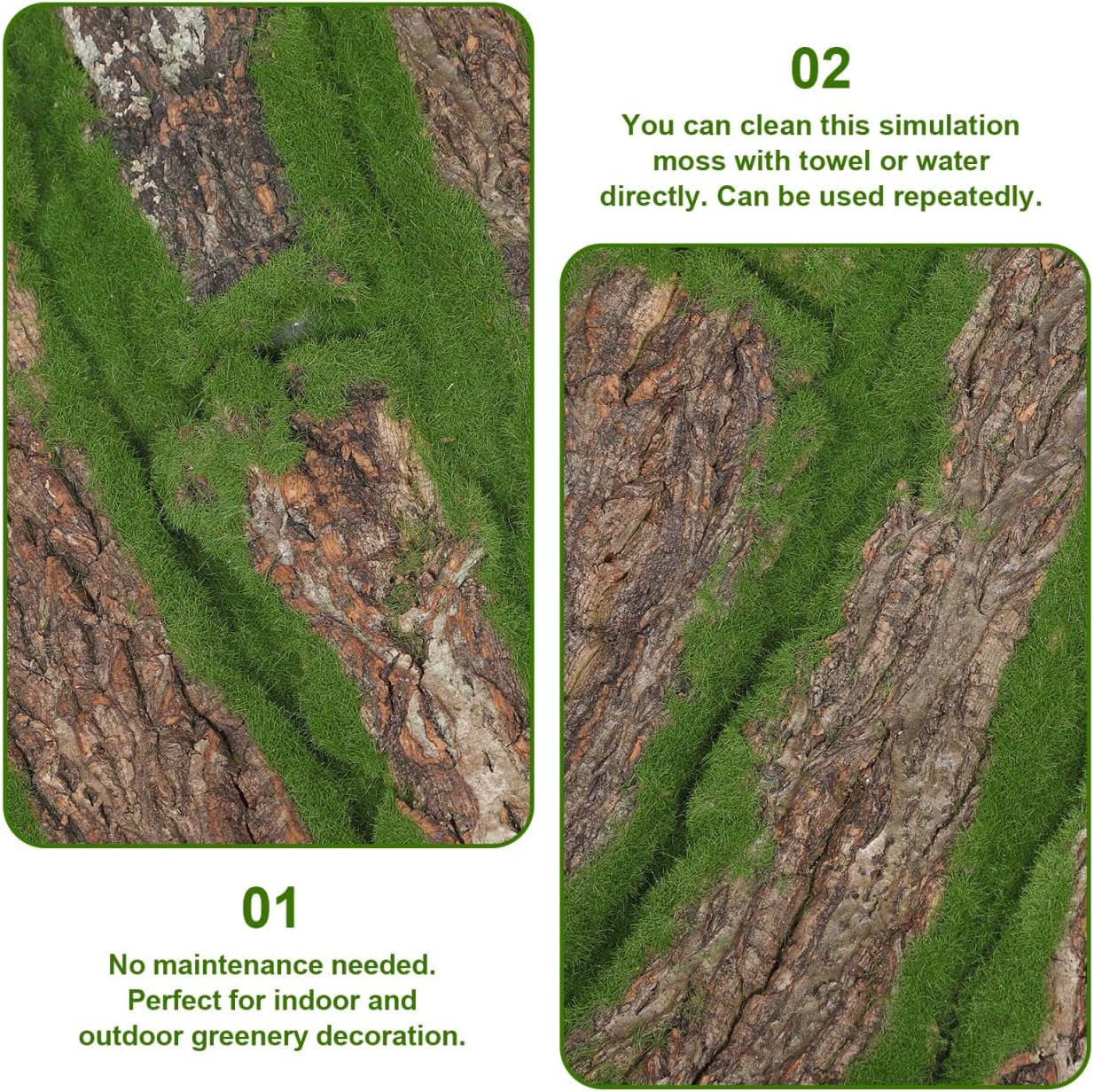 Toddmomy Artificial Moss Mat 3Pcs - Realistic Fake Moss Turf for Micro Landscape Fairy Garden Succulent Planter Indoor