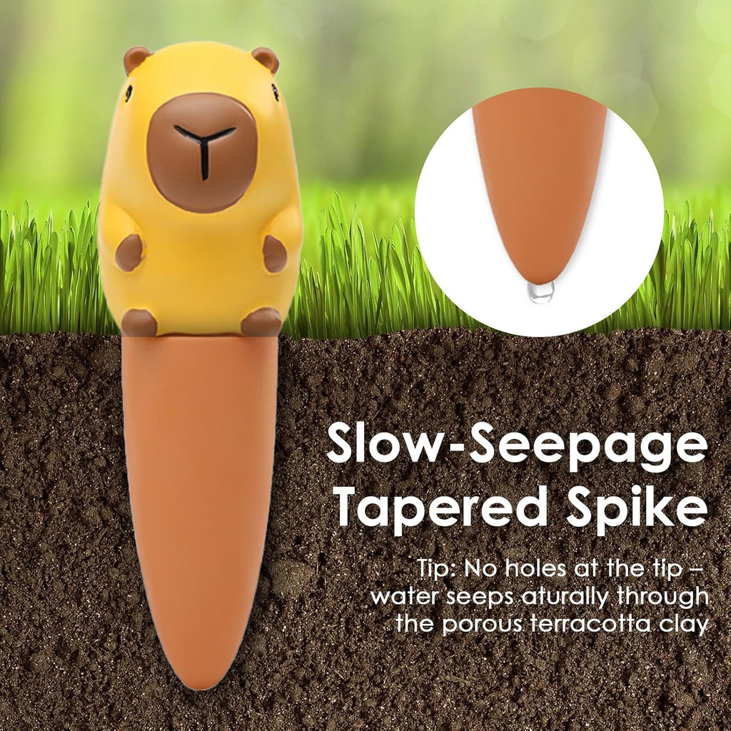 MCleanPin 4 Pack Plant Watering Spikes and Globes Handmade Terracotta Self-Watering Planter Insert Automatic Plant