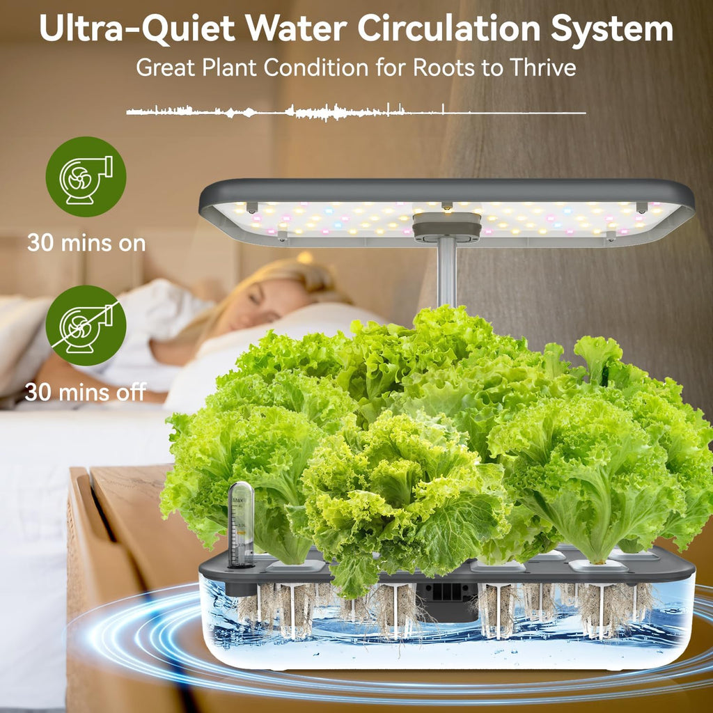 Hydroponics Growing System, 12 Pods Indoor Herb Garden Kit w/Full-Spectrum 36W Grow Light, Indoor Herb Garden Automatic