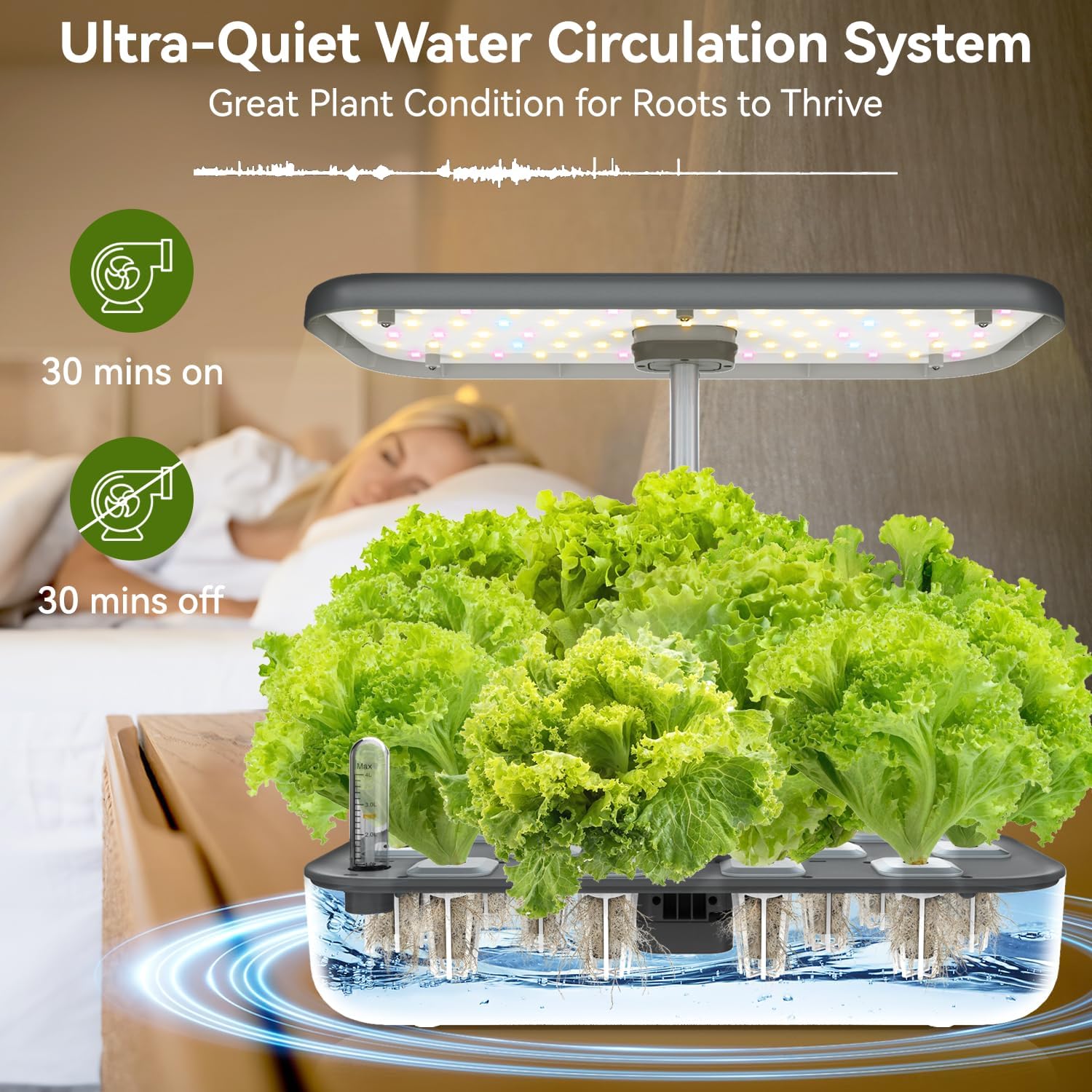 Hydroponics Growing System, 12 Pods Indoor Herb Garden Kit w/Full-Spectrum 36W Grow Light, Indoor Herb Garden Automatic