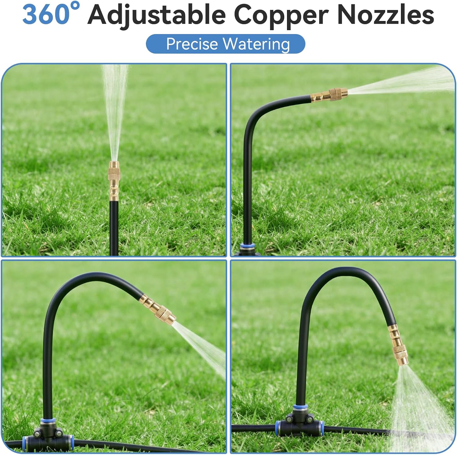 Drip Irrigation System 100FT 1/4" (17PCS Nozzles) for Garden, 83 PCS Leak-Proof Garden Watering System, 360° Adjustable