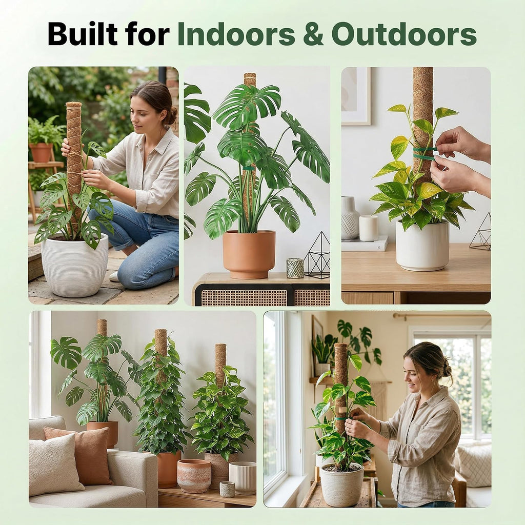 4 Pack 22" Moss Pole Monstera Plant Support - Stackable up to 70" - Plant Stakes for Indoor Climbing Plants Potted