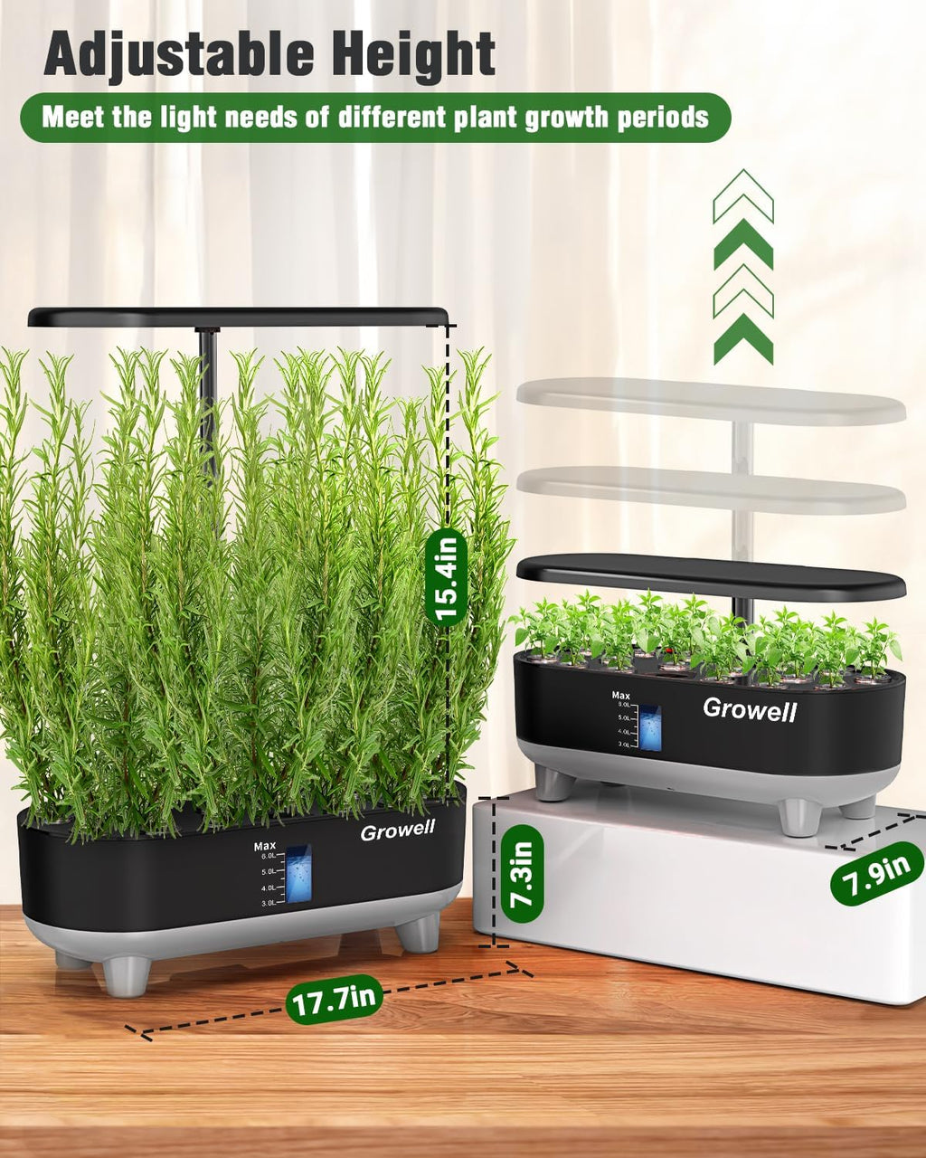 Growell Hydroponics Growing System Kit, 16 Pods Indoor Garden with 28W Full Spectrum LED Grow Light, Auto Timer, 3