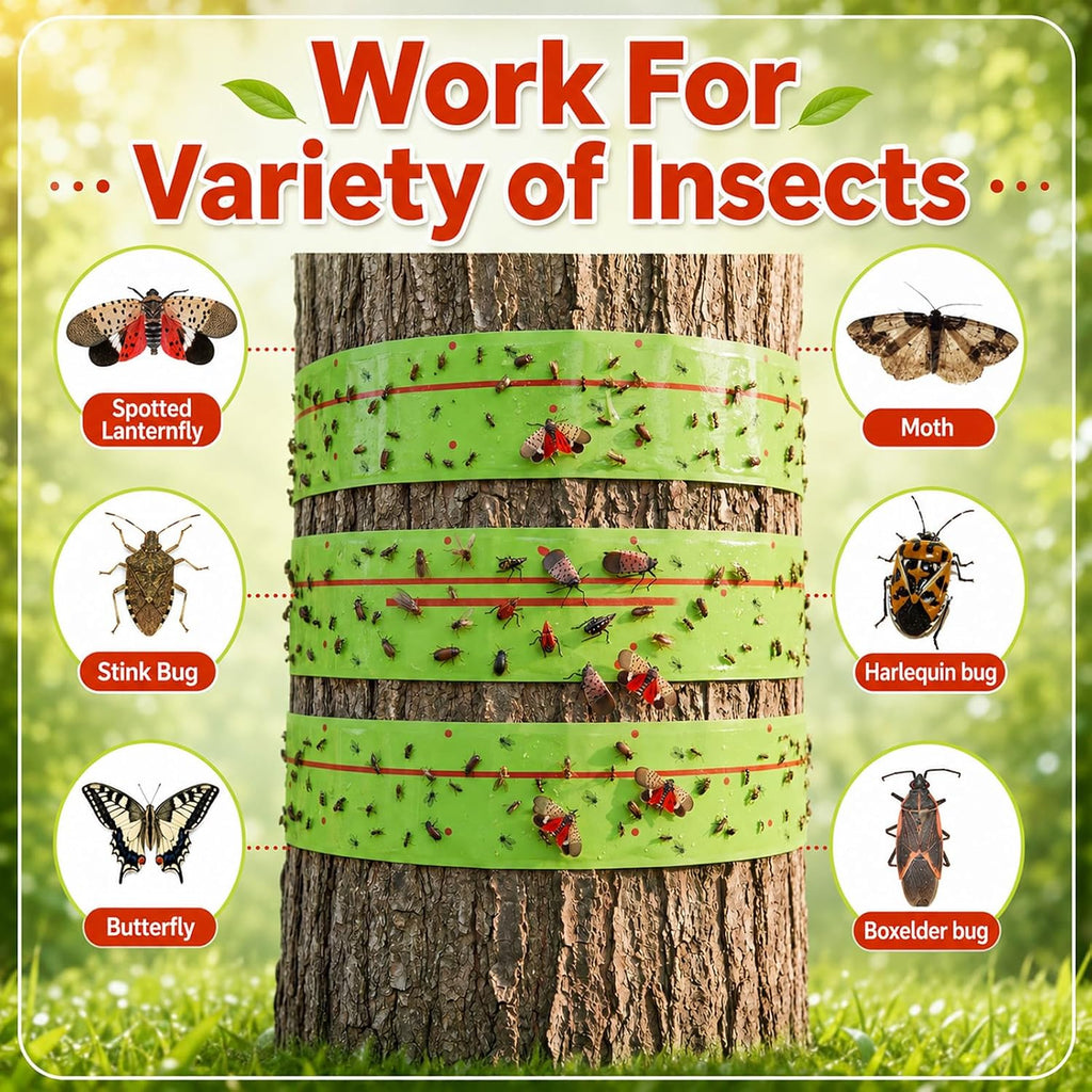 12 Rolls Spotted Lantern Fly Tree Trap 30 Feet Each Roll Lanternfly Tree Outdoor Fruit Fly Sticky Strips Paper Insect