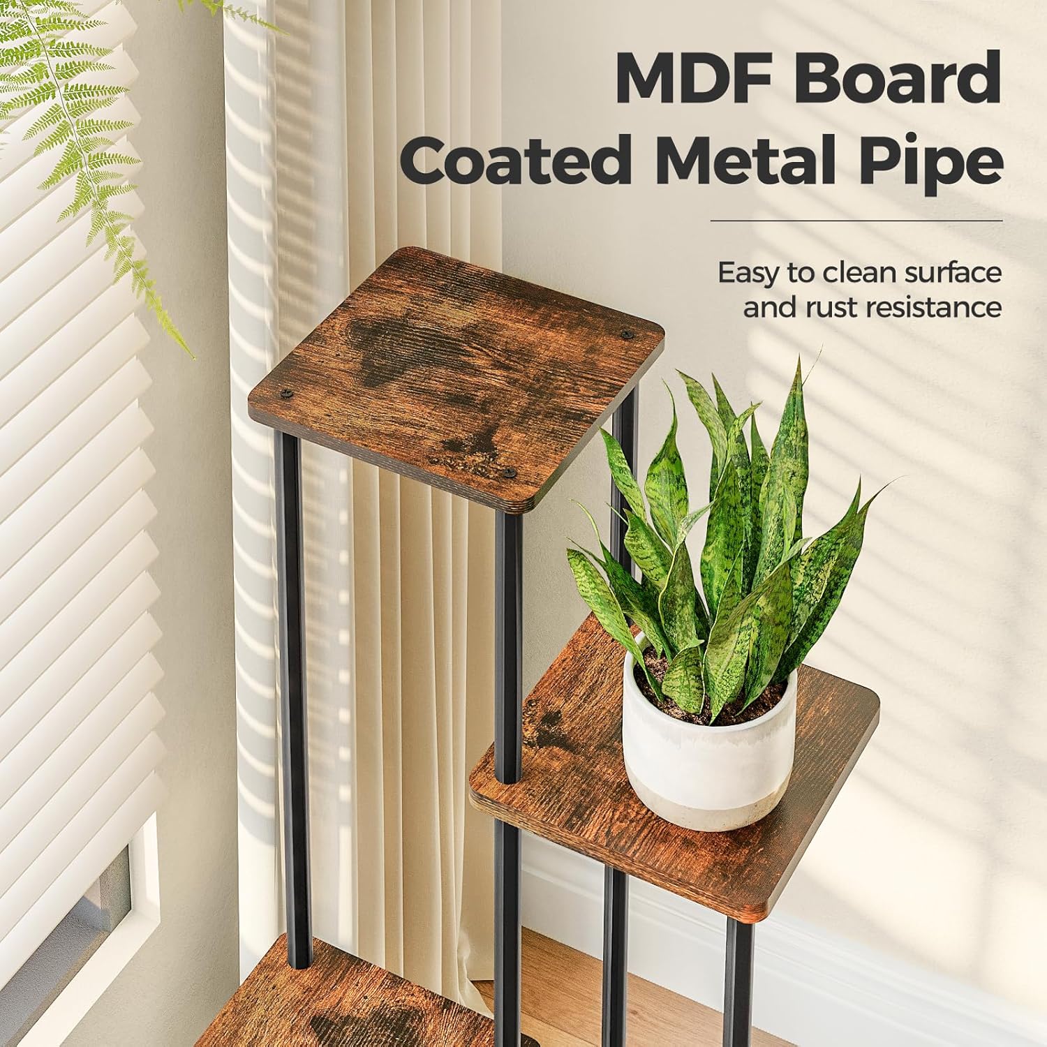 Bamworld Small Plant Stand Corner Plant Shelf for Indoor Plants | 4 Tier Flower Stand Wooden Plant Holder for Balcony