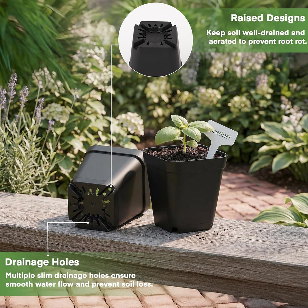 GREANER 120PCS Nursery Pots for Plants, 2.7 Inch Seed Starting Pots with 20 Packs Plant Labels, Durable Planting Pots