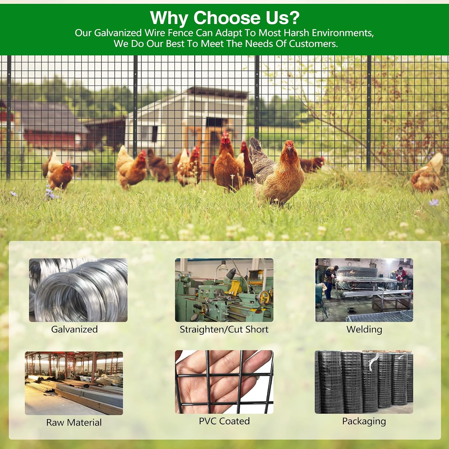 GILPWA Wire Fence, 36 in(H) X 50 ft(L) PVC Coated Welded Wire Fencing 2" X 2" 16GA Garden Border Vinyl Metal Chicken