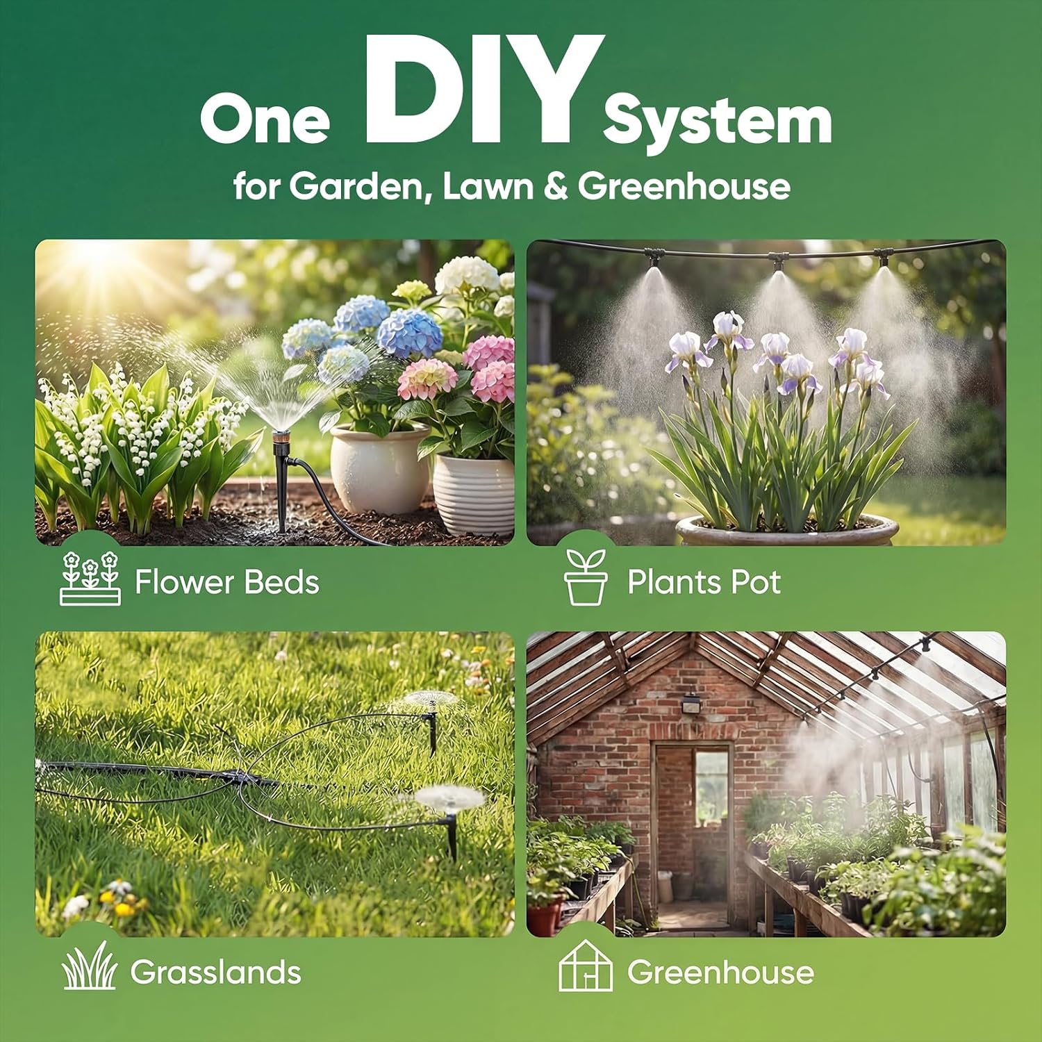 230 ft Drip Irrigation Kit with 1/2-Inch Main and 1/4-Inch Lines | Includes adjustable emitters and quick-connect