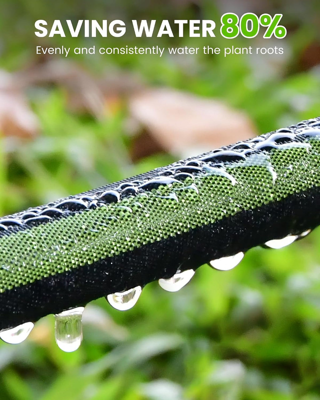 RAINPOINT 50FT Flat Soaker Hose, Flexible & Leakproof Drip Hose with Anodized Aluminum Fittings, Double Layer 80%