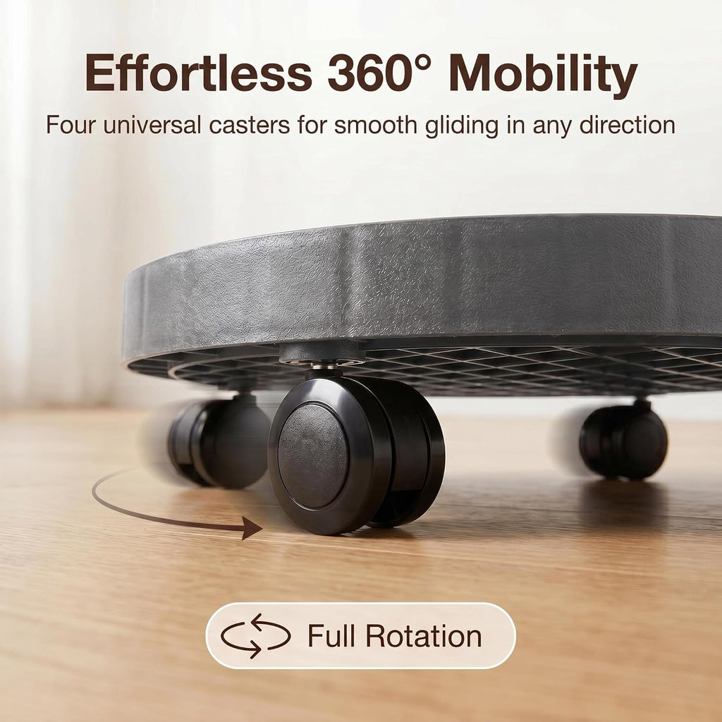 2 Pack of 14.2 Inch Planter Caddies Rolling Saucer Caddy with Wheels, Heavy Duty Wheeled Stand for Potted Plant, Round