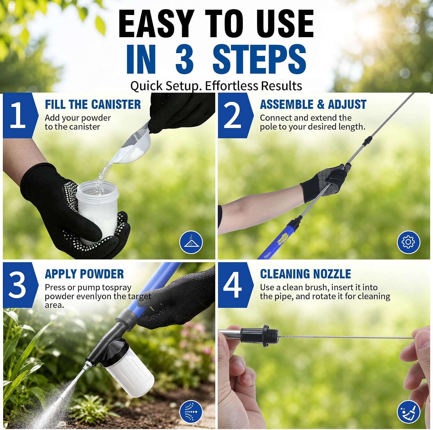 Diatomaceous Earth Powder Duster, Powder Sprayer with Adjustable up to 4.1 FT, Pump Applicator Includes Drawstring