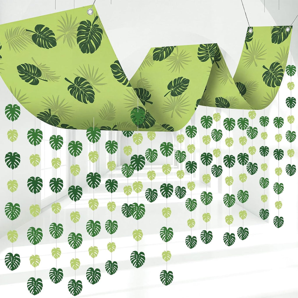 Leinuosen Tropical Hanging Decorations Jungle Palm Leaves Garland, Tropical