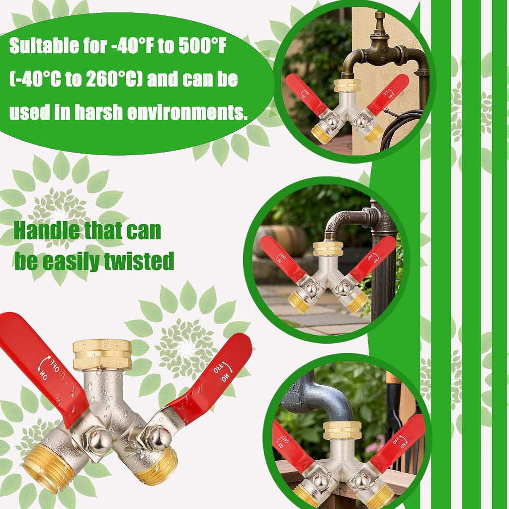 EJW Brass Hose Splitter, High Flow Splitters, Garden Hose Splitter, 2 Way Water Splitter, Faucet Splitter, Heavy Duty