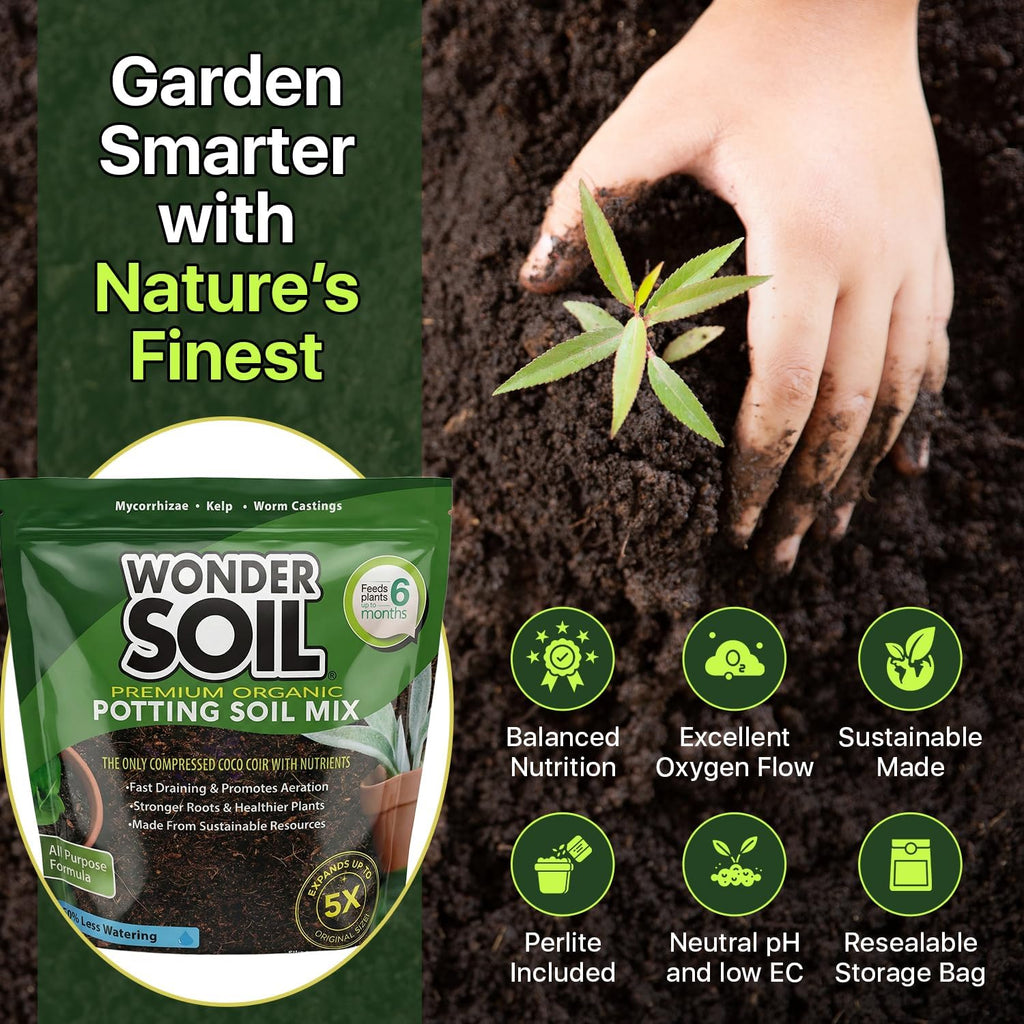 Organic Potting Soil | 12 QUARTS of Ready to Plant Coco Coir Fully Loaded with Nutrients | 3 LBS Bag Expands to 12