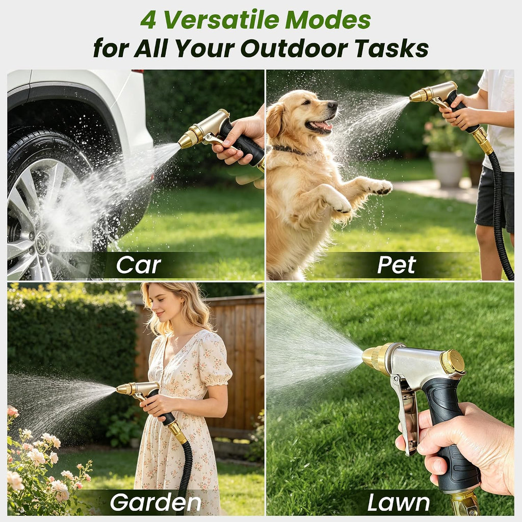 ARXIVE Brass Heavy Duty High Pressure Garden Hose Nozzle | Rustproof solid metal body, Leakproof seal, Non-slip grip, 4