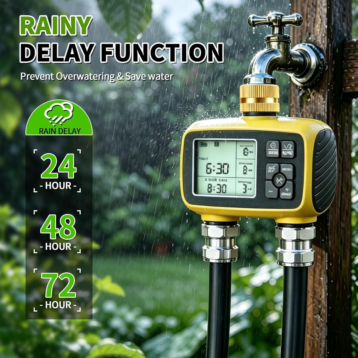 Upgraded Brass Sprinkler Timer-2 Zone Water Hose Timers with Metal Inlet & Outlet-Waterproof & Programmable Design