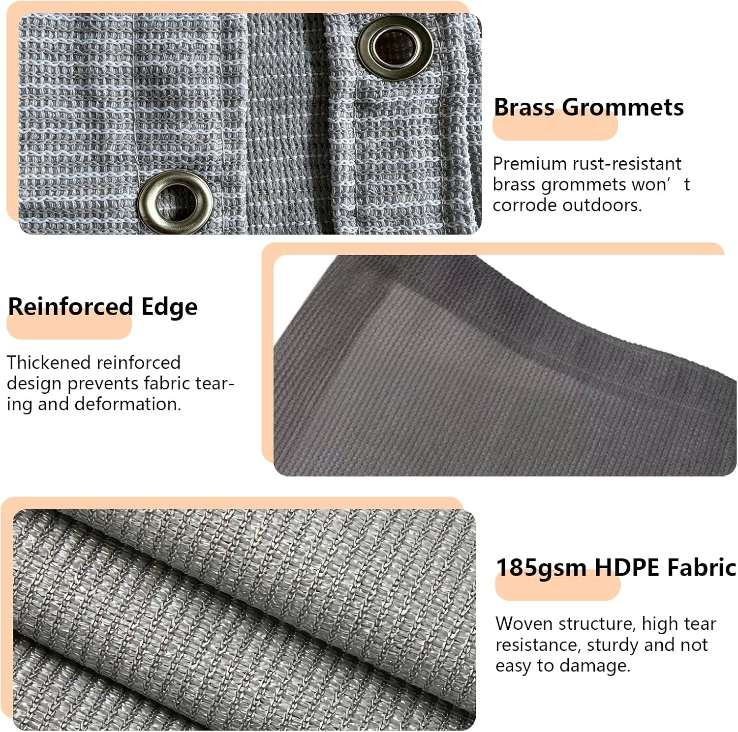 POYEE 90% Sun Shade Cloth, 12x24ft Pergola Shade Cover with Grommets | Outdoor Sun Shade Screen Fabric for Patio
