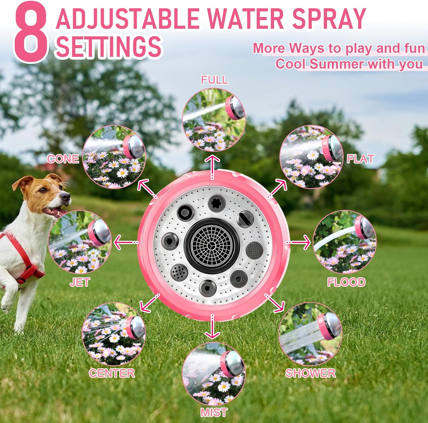 Premium Dog Washing Hose Attachment, Dog Shower Attachment with Pet Grooming Glove, 8-in-1 Sprayer Garden Hose Nozzle