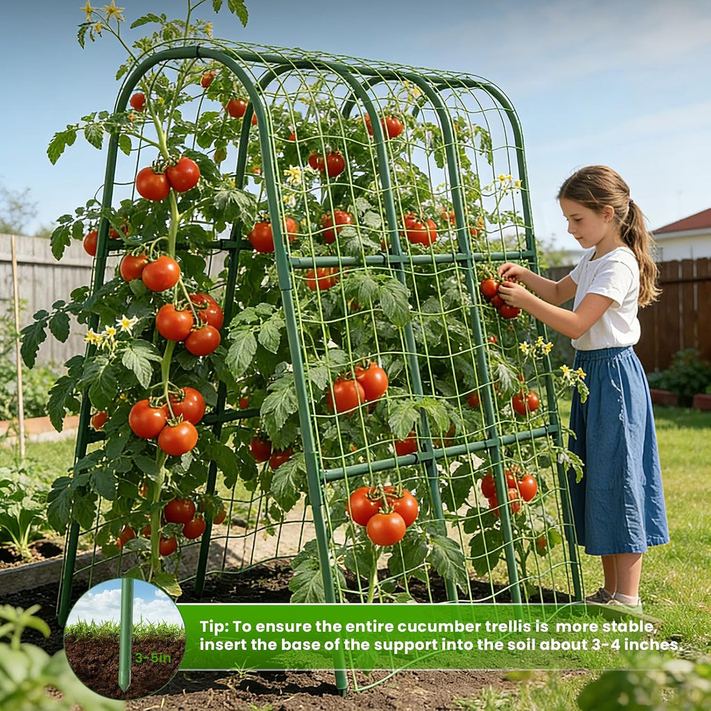 Cucumber Trellis for Raised Bed, U-Shape Garden Trellis for Climbing Plants Outdoor, Metal Arch Vegetables Trellis