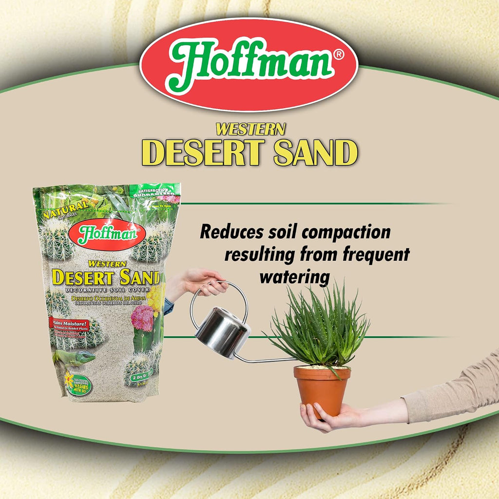 Hoffman Western Desert Sand Decorative Soil Cover for Potted or Bedded Plants, 2 Dry Quarts, 2 Pack