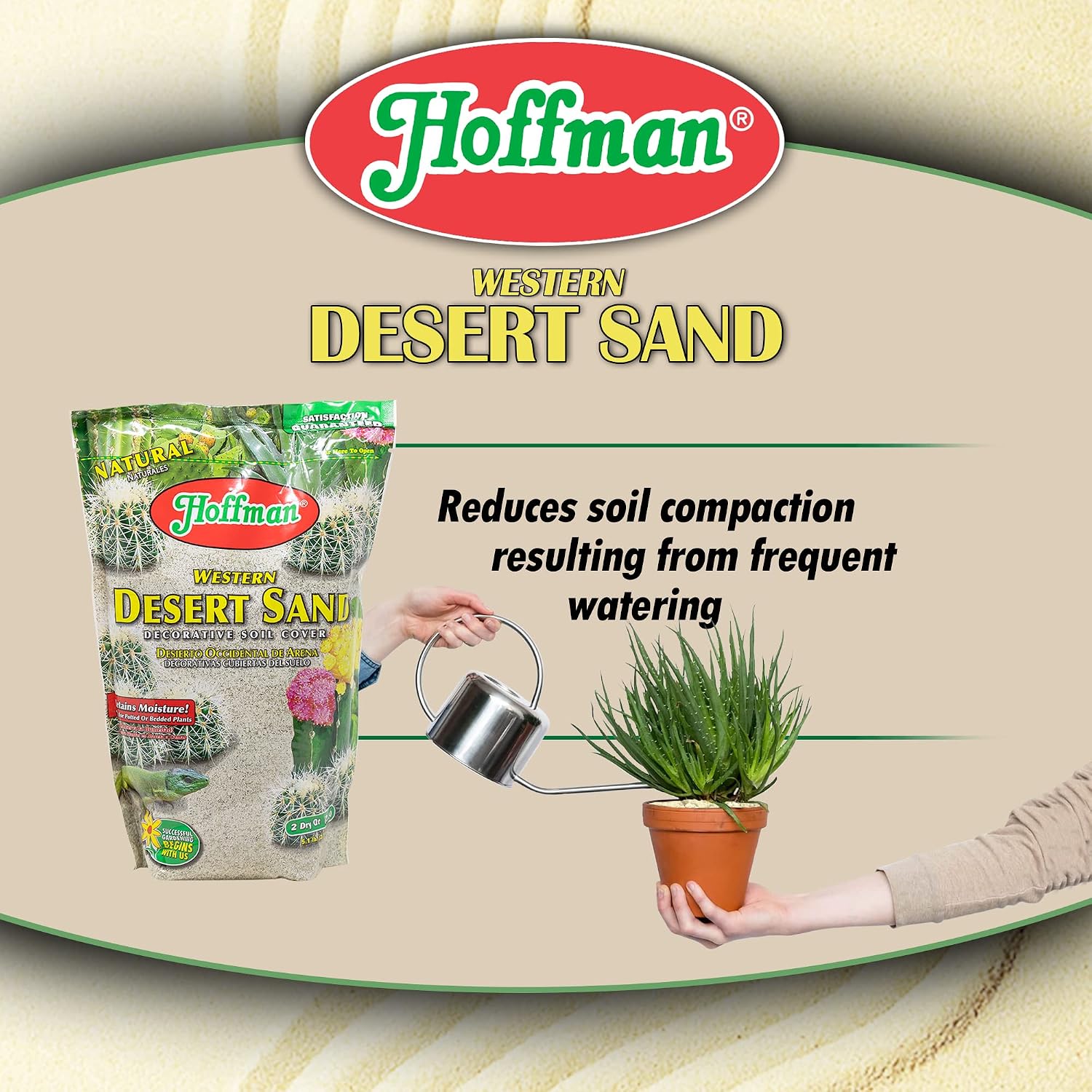 Hoffman Western Desert Sand Decorative Soil Cover for Potted or Bedded Plants, 2 Dry Quarts, 2 Pack