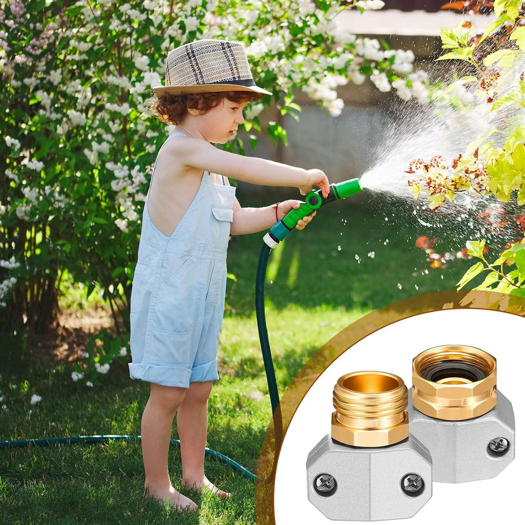 Therwen 8 Sets Garden Water Hose Repair Connector Kit Zinc and Aluminum Male and Female Hose End 5/8 Inch 3/4 Inch