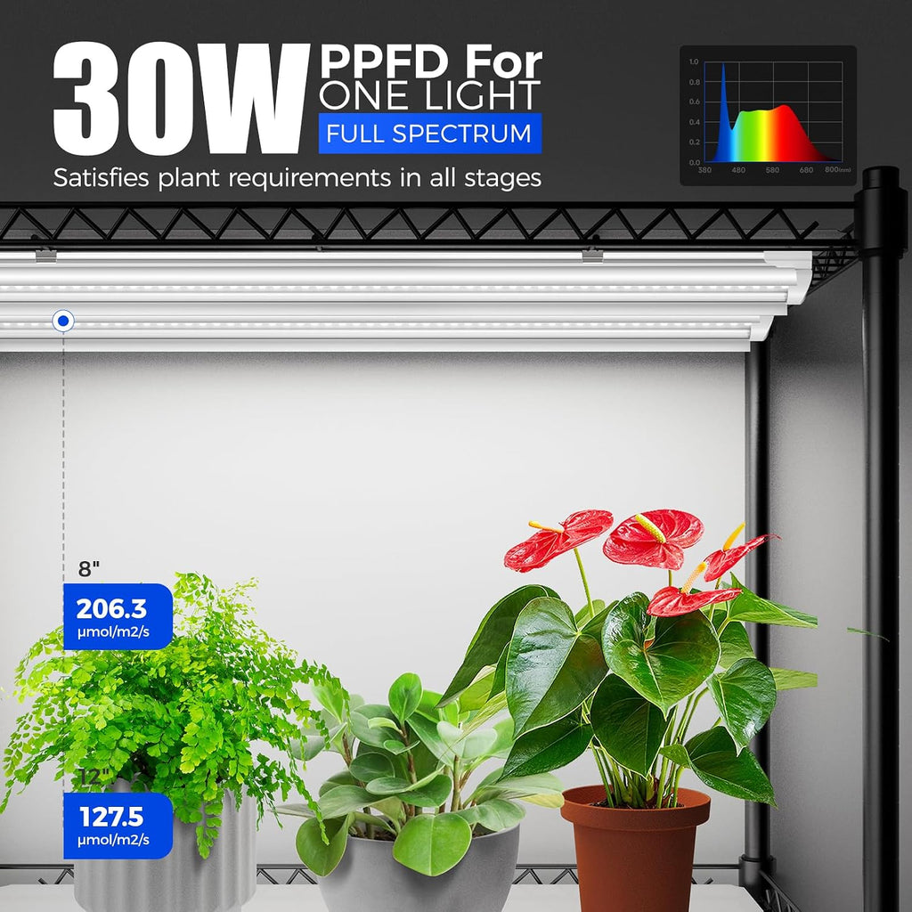 Barrina CX5Z Indoor Greenhouse with Grow Light, 180W, 4-Tier 35.4x13.8x59IN | Full Spectrum T8 Plant Lights, Portable