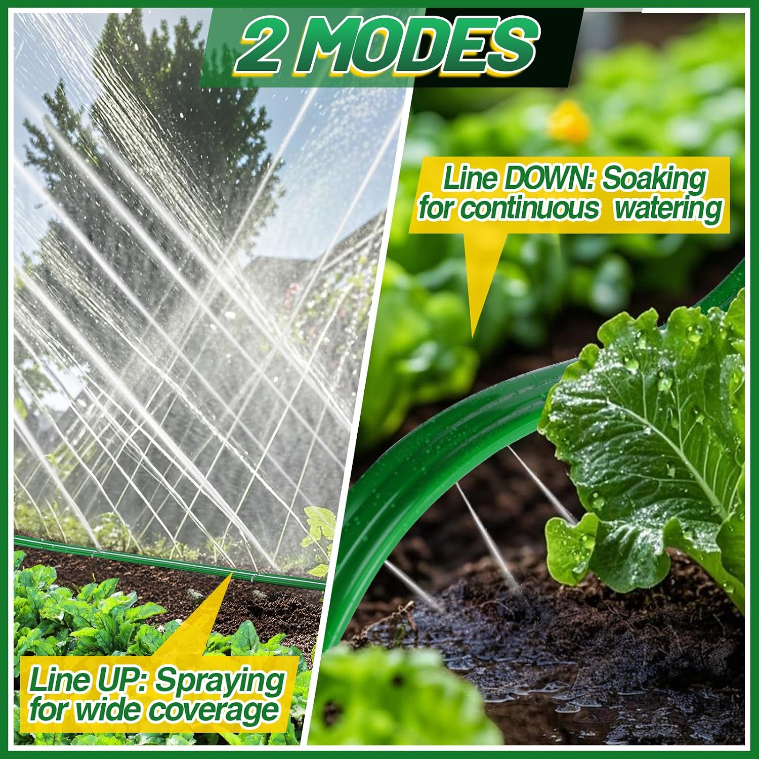 75ft Sprinkler Soaker Hose | Kink-free, Save Water, Flexible, Heavy Duty Three Tube Flat Watering Hose for Garden Yard