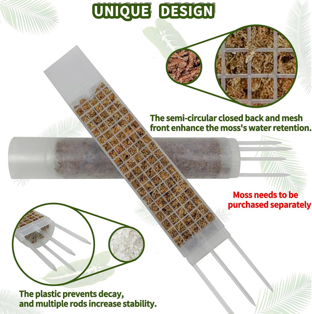4PCS 18.7-Inch D-Shaped Self-Watering Moss Pole - Plastic Monstera Support for Indoor Climbing Plants. (4, White)