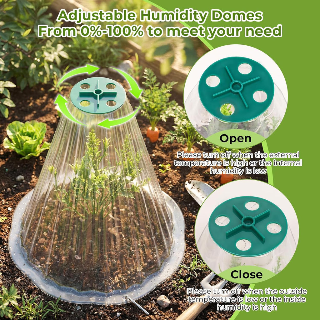 Cloches for Plants, Transparent Plant Covers, Garden Cloches with Humidity Domes, Securing Pegs and Plant Labels