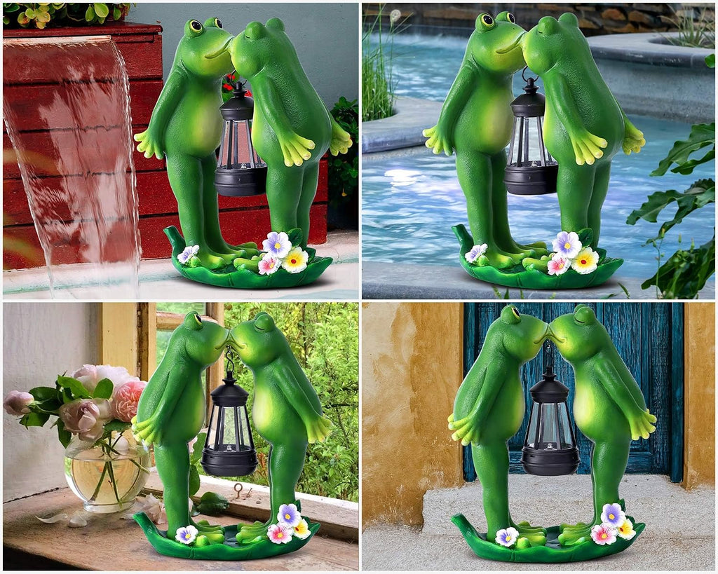 Solar Frogs Statue for Garden Mother's Day Decorations Solar Lantern LED Yard Decorations for Porch Patio,Yard,Lawn